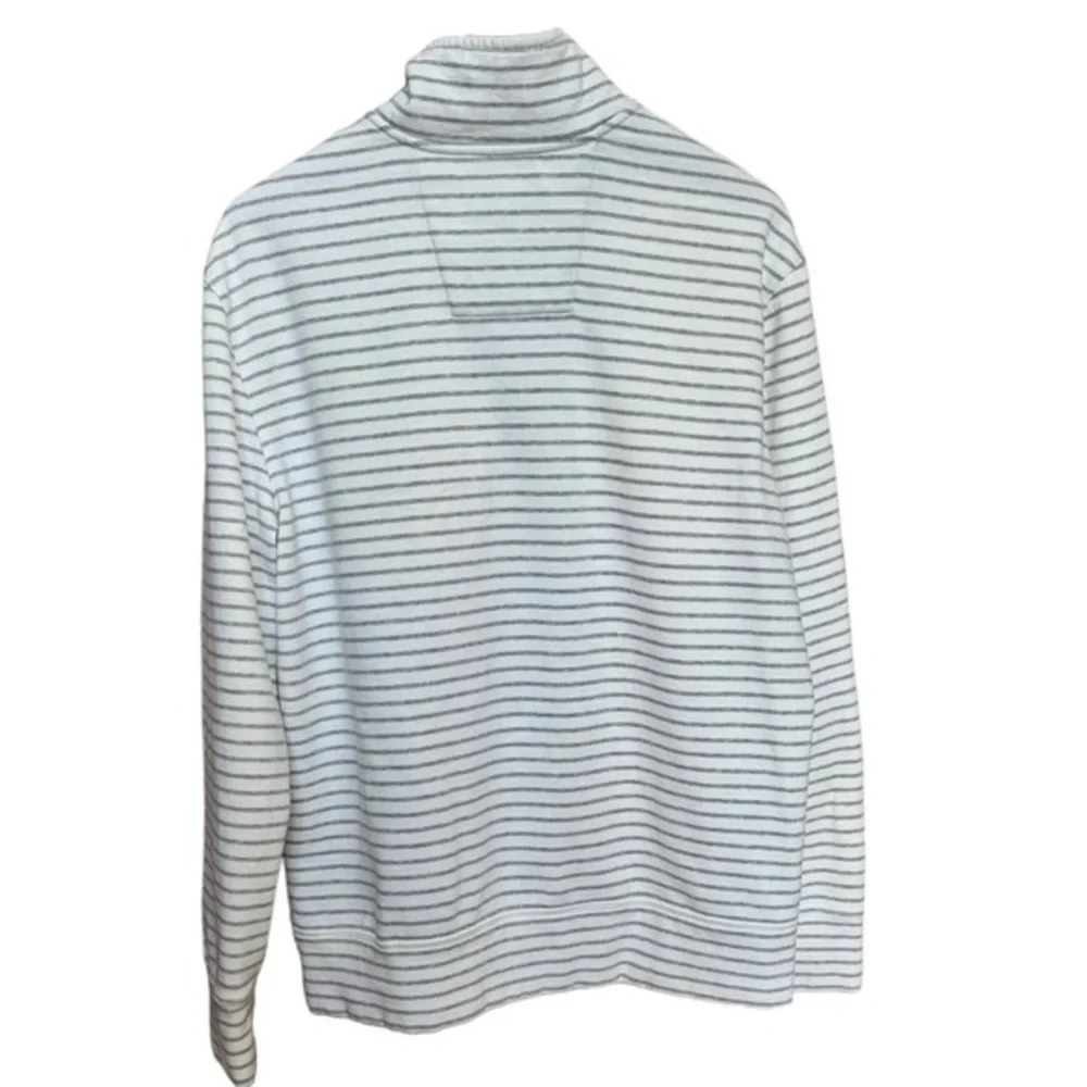 Nautica Men's Quarter Zip Sweater White‎ Gray Striped Size Large